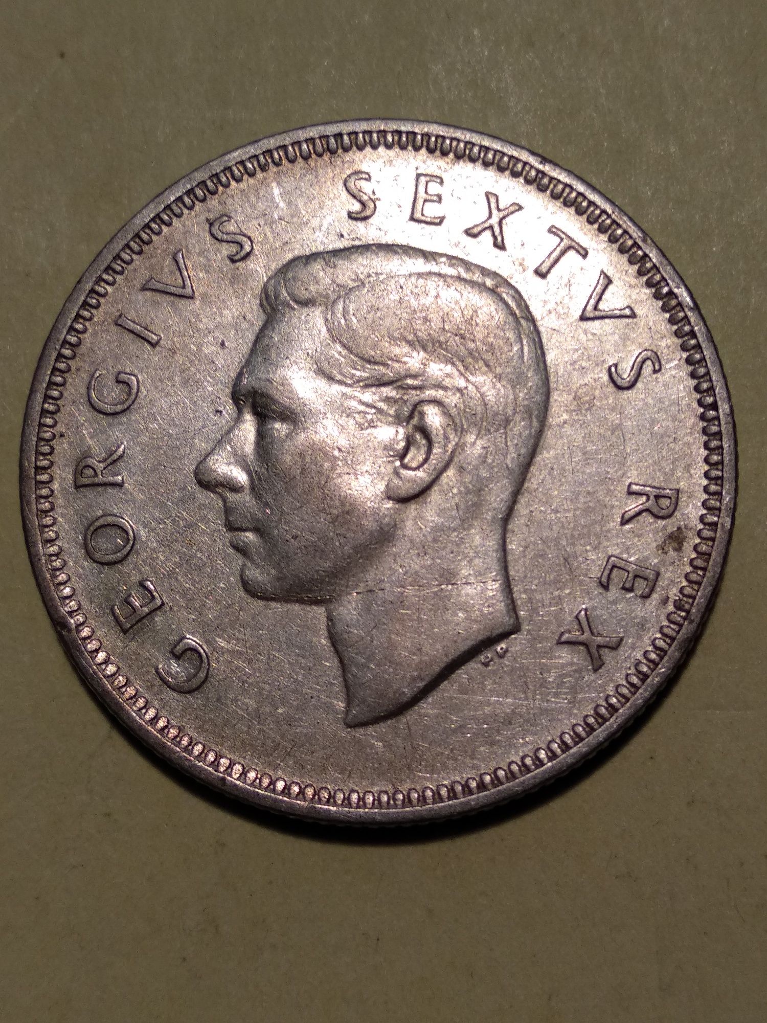 Moeda de 2 Shillings (Florin) 1952 em Prata de África do Sul