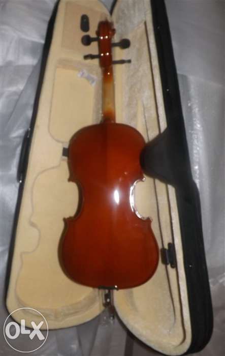 Violino de madeira castanho 3/4 novo e kit
