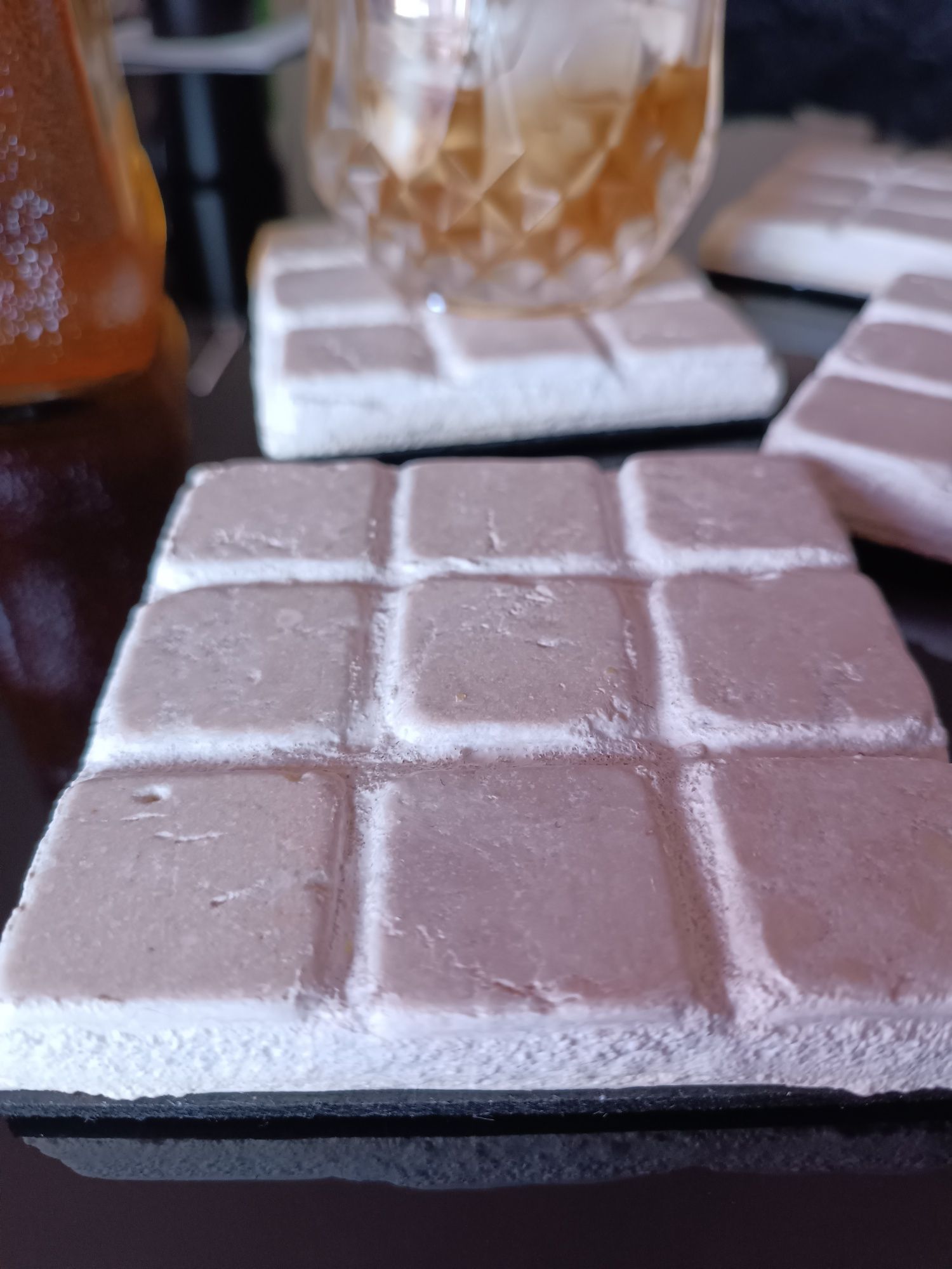 4 bases para copos em cerâmica natural