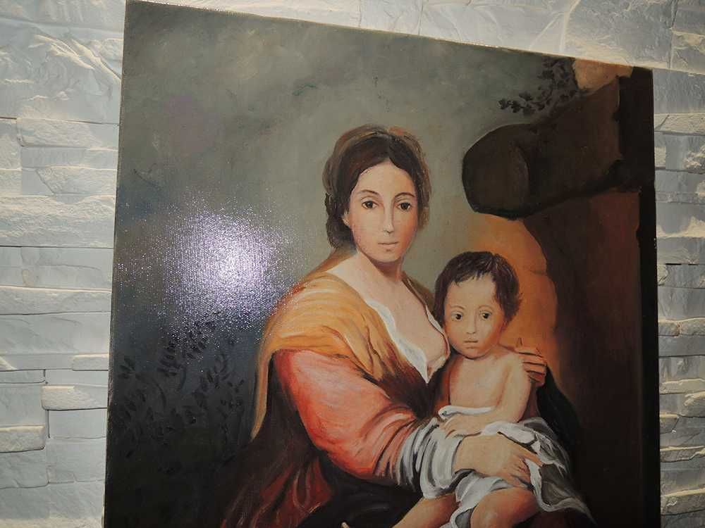 Obraz olejny Święty obraz Matka Boska Z Dzięciątkiem  T.Mrowiński