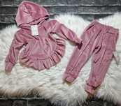 Komplet dla dziewczynki dres bluza + spodnie welur 92/98
