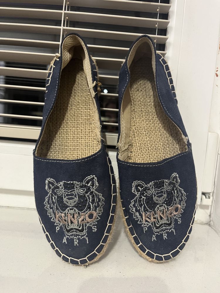 Granatowe buty espadryle kenzo tygrys