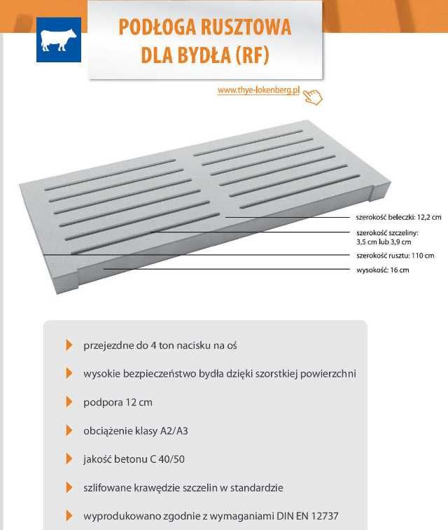 Ruszta betonowe dla bydła