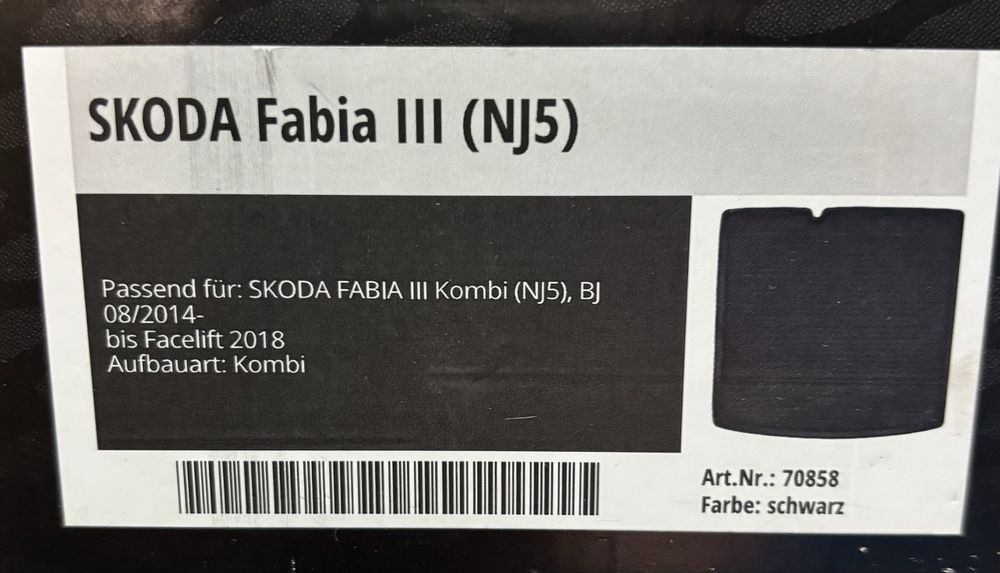 Mata do bagażnika SKODA Fabia lll ( NJ5) Art.Nr.: 70858
