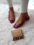 (39) ASOS/ Bordowe baleriny czółenka z odkrytą piętą z Londynu, NOWE
