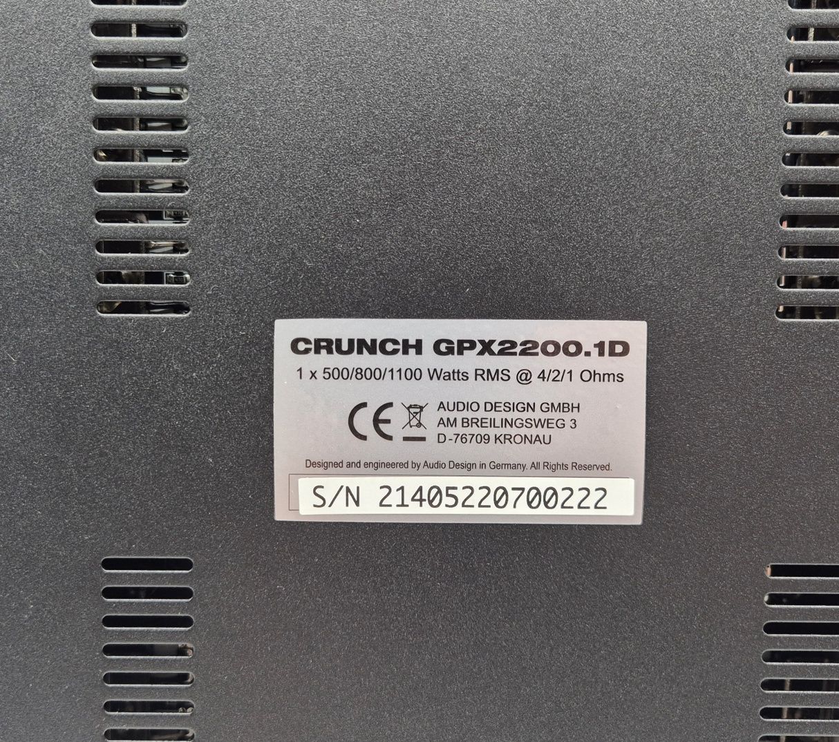 Wzmacniacz samochodowy CRUNCH GPX2200.1D, Komis Jasło Czackiego