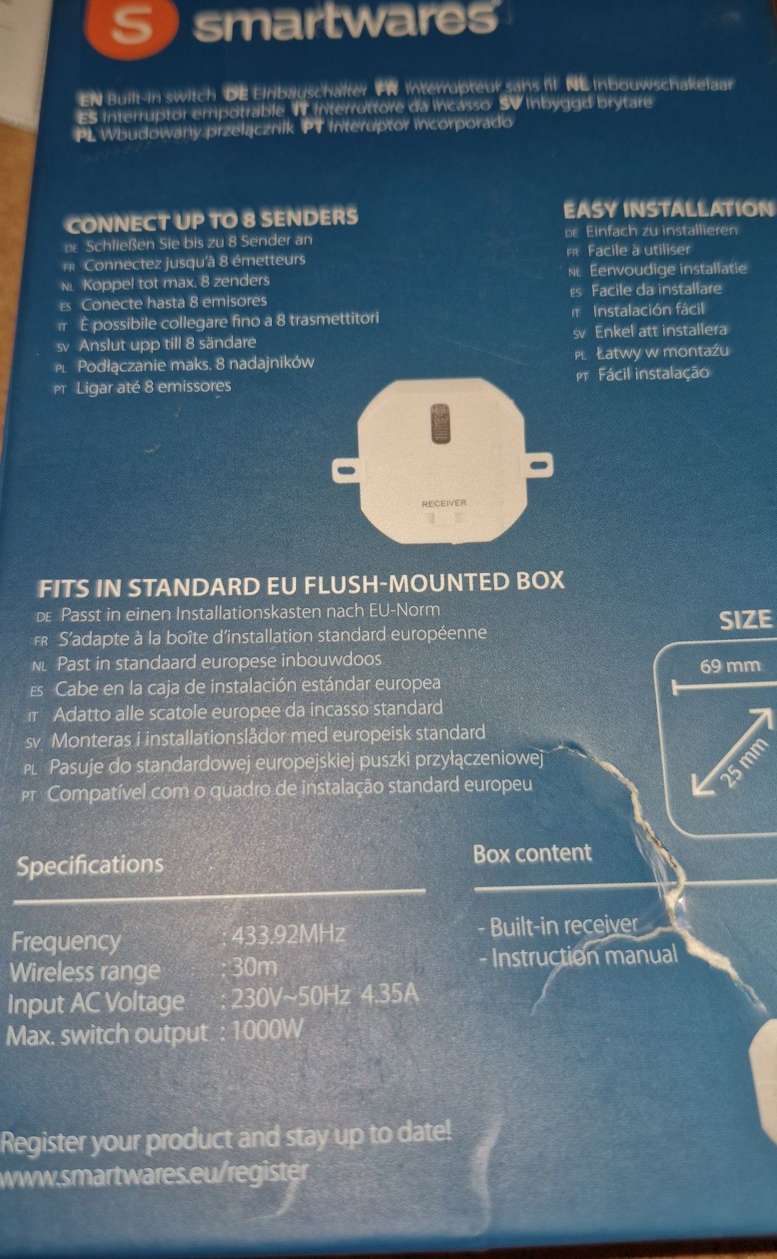 Radiowy Bezprzewodowy przełącznikiem światła Smartwares SH4 90260