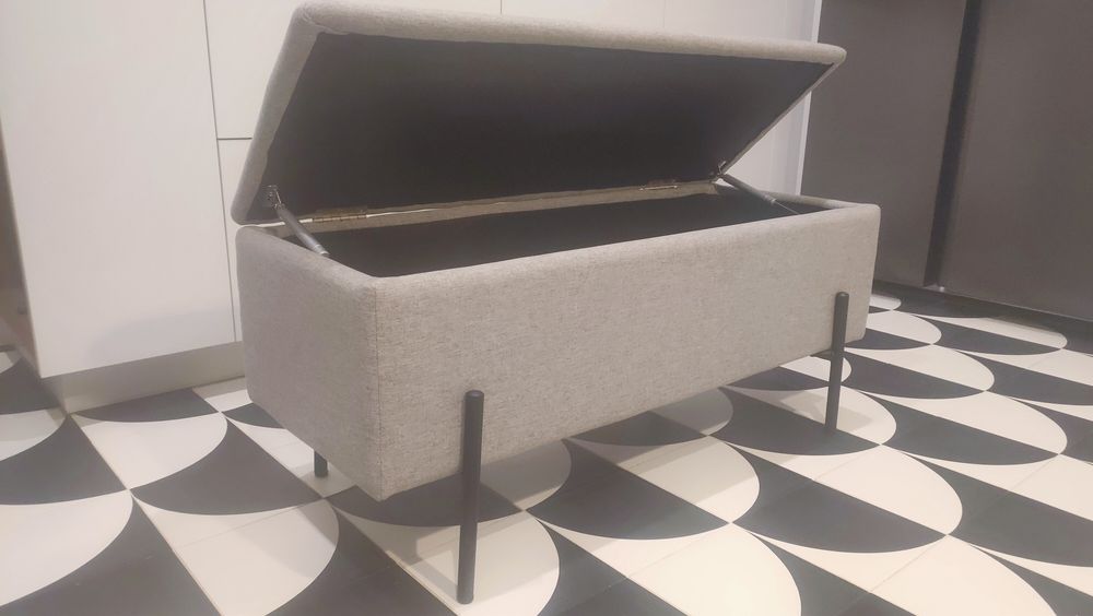 Ławka tapicerowana Bellent 95 cm szara ze schowkiem