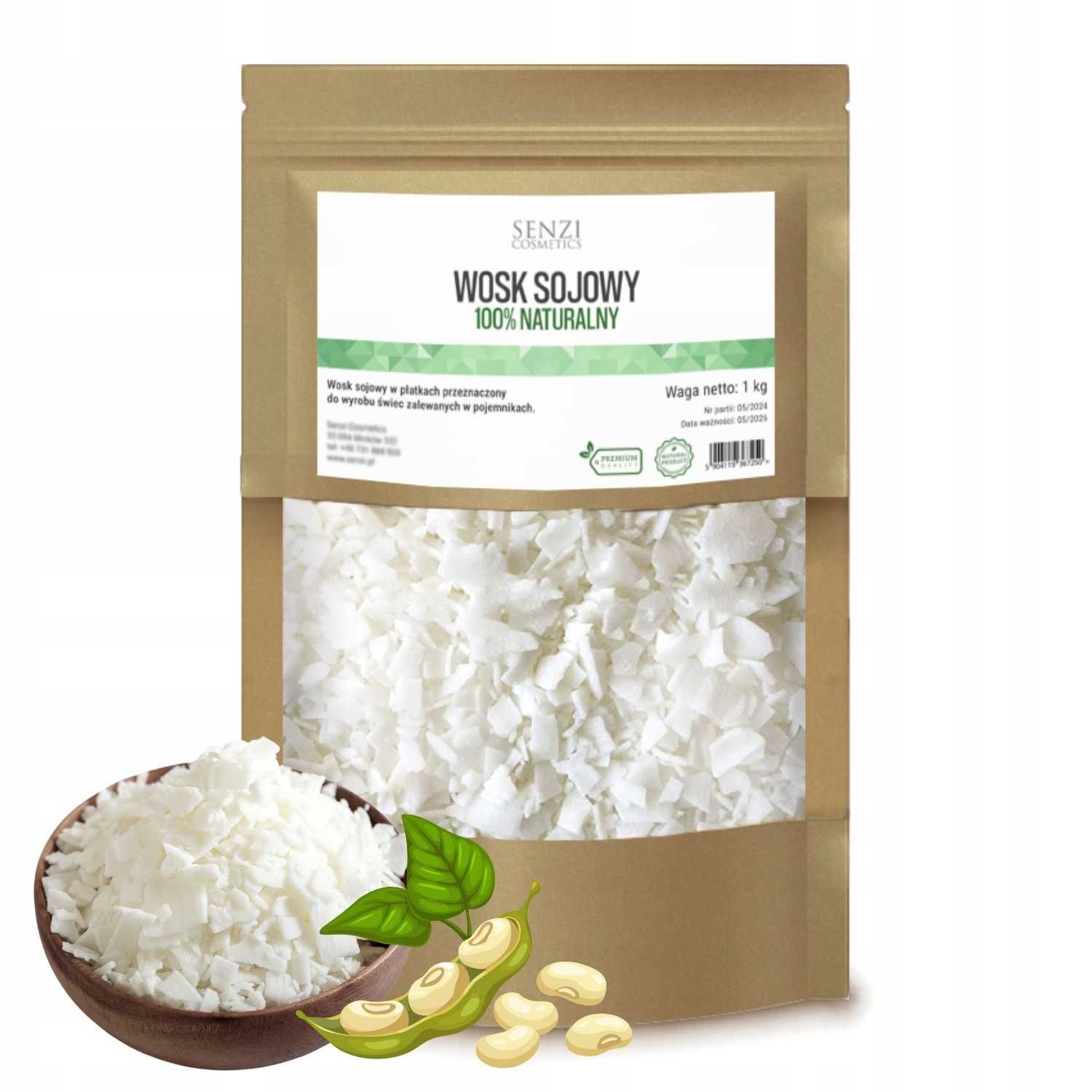 WOSK SOJOWY DO ŚWIEC 1KG Naturalny Świece Sojowe Premium