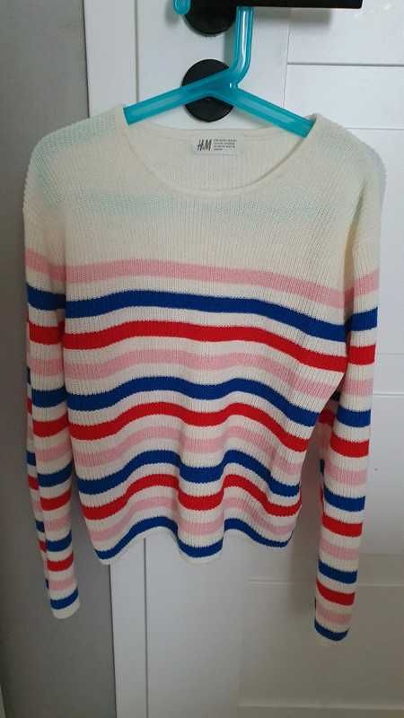 Sweter w prążki H&M, r. 134-140, stan jak nowy