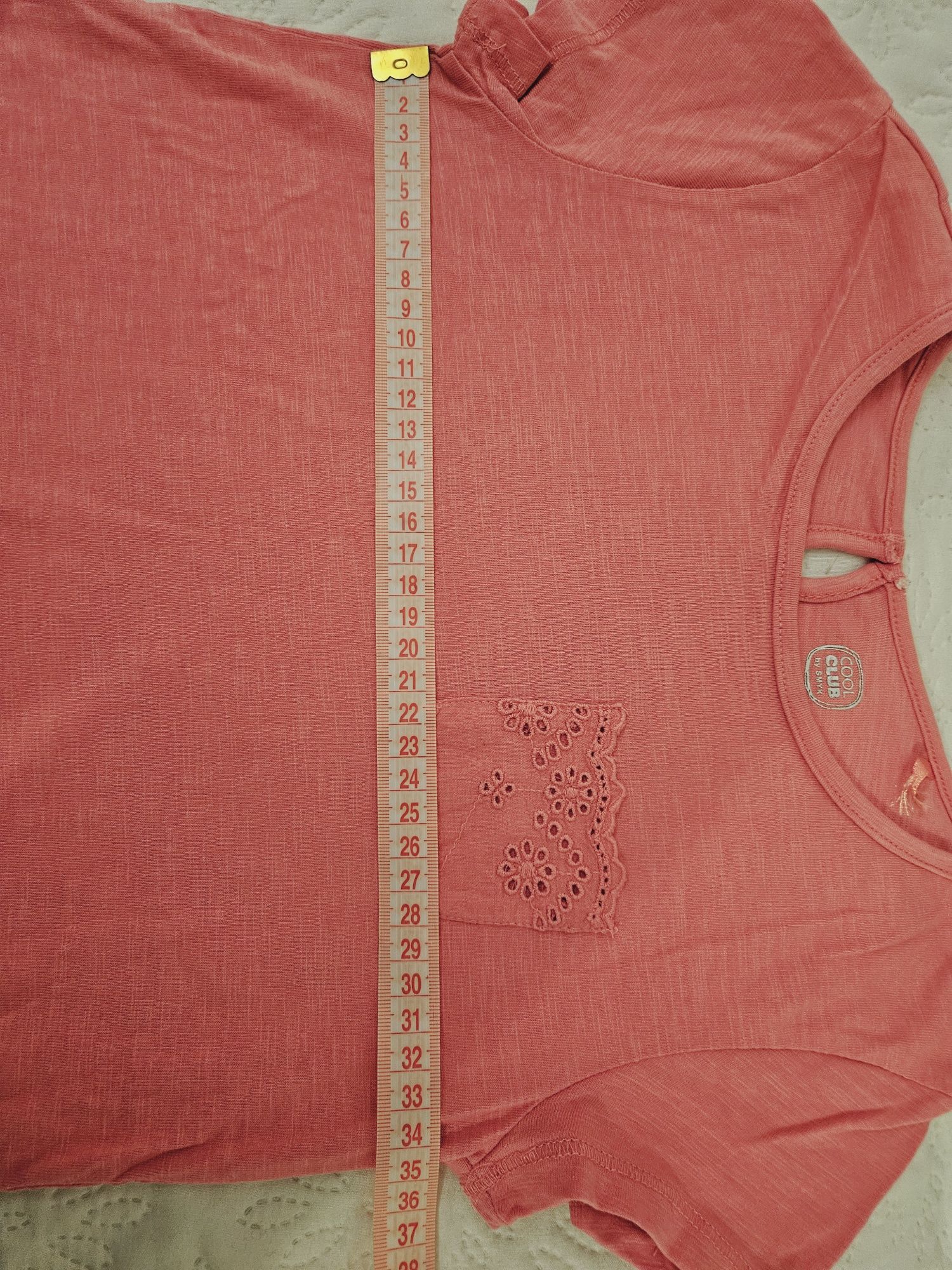 Koszulka r. 140 bluzka falbanka łososiowo/różowa Cool Club