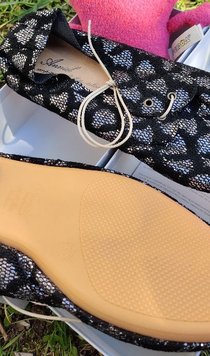 Anniel 39 nowe buty czarne srebrne oksfordy