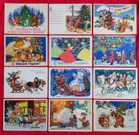 Новогодние открытки 50-60х годов