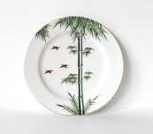 Patera talerz porcelanowy Kutani China Meikei bambus ptaki malowany