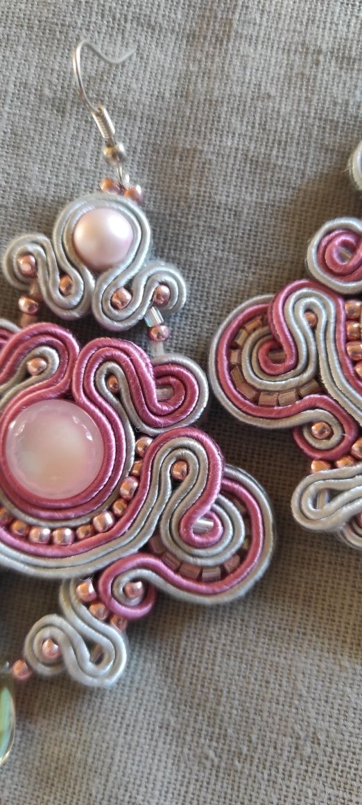 Kolczyki sutasz soutache ślubne Boho