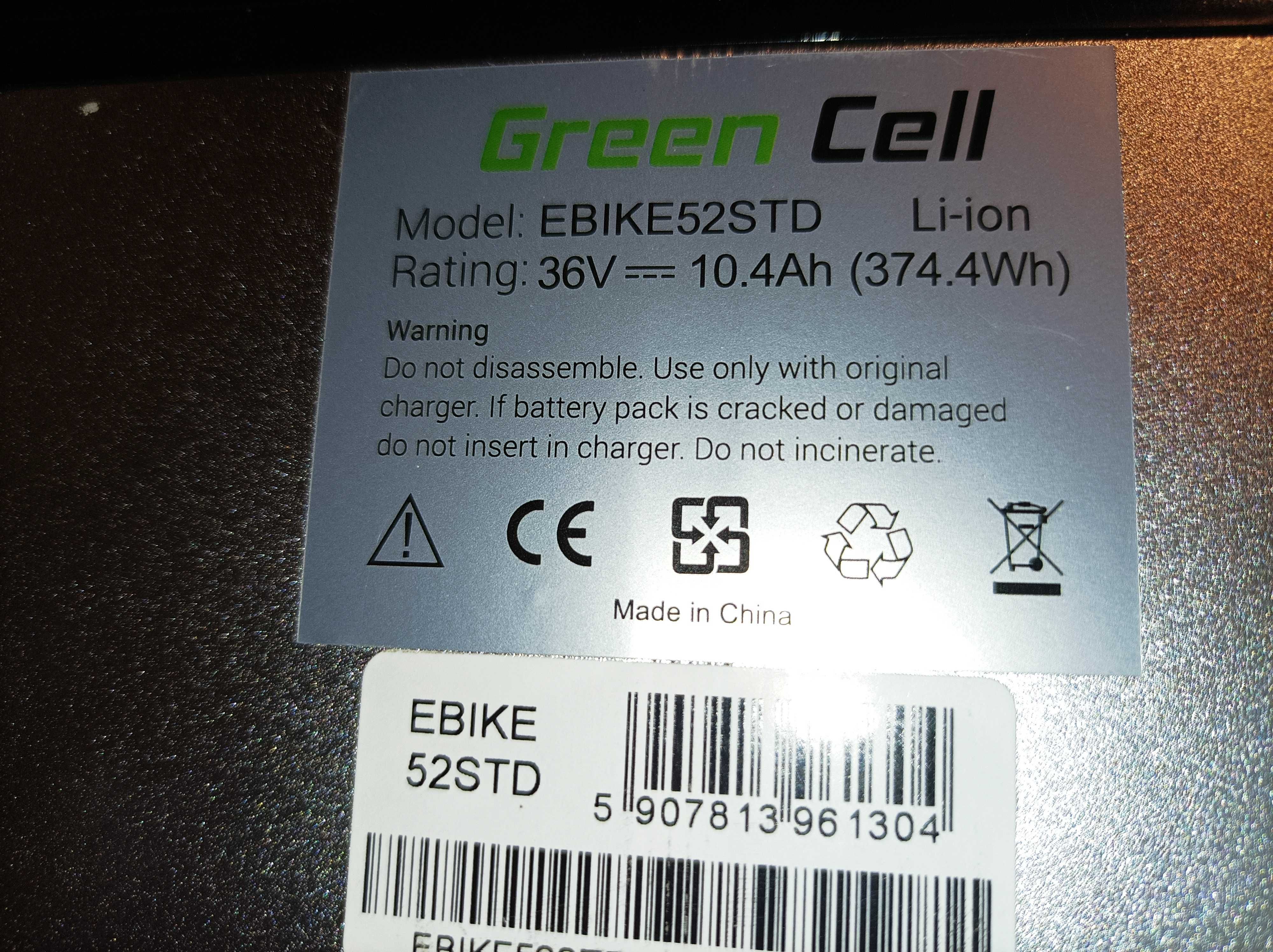 Bateria do roweru elektrycznego GREEN CELL EBIKE52STD 36V