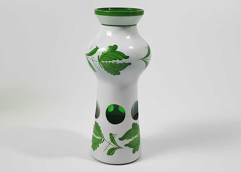 Wazon Vintage Kunstglas Wasungen zielone szkło malowane lata 60'