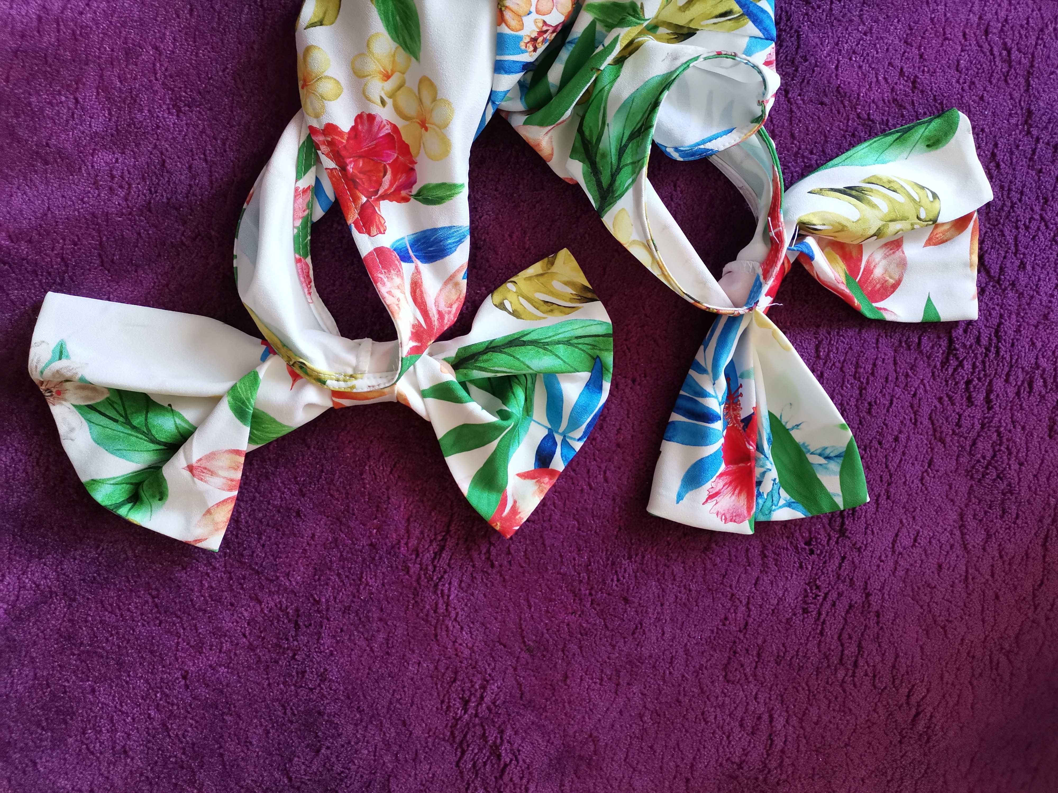 Sukienka na lato biała -lekko kremowa w kwiaty na ramiączkach rozm. XL