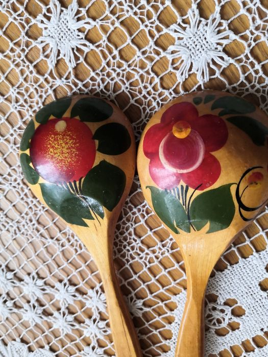 Dwie drewniane łyżki rosyjskie hand made