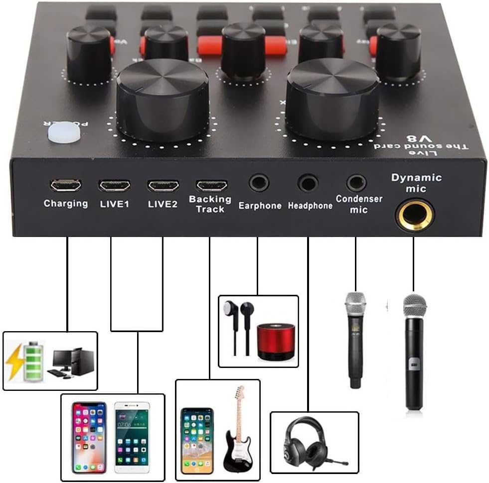 ZESTAW ALPOWL Mikrofon studyjny USB BM800 i karta dzwiekow V8 live str