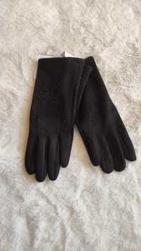 Rękawiczki damskie rozmiar L z cekinami czarne