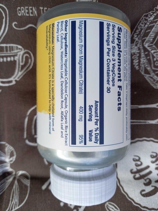 Магній цитрат магний magnesium citrate now foods solaray life source