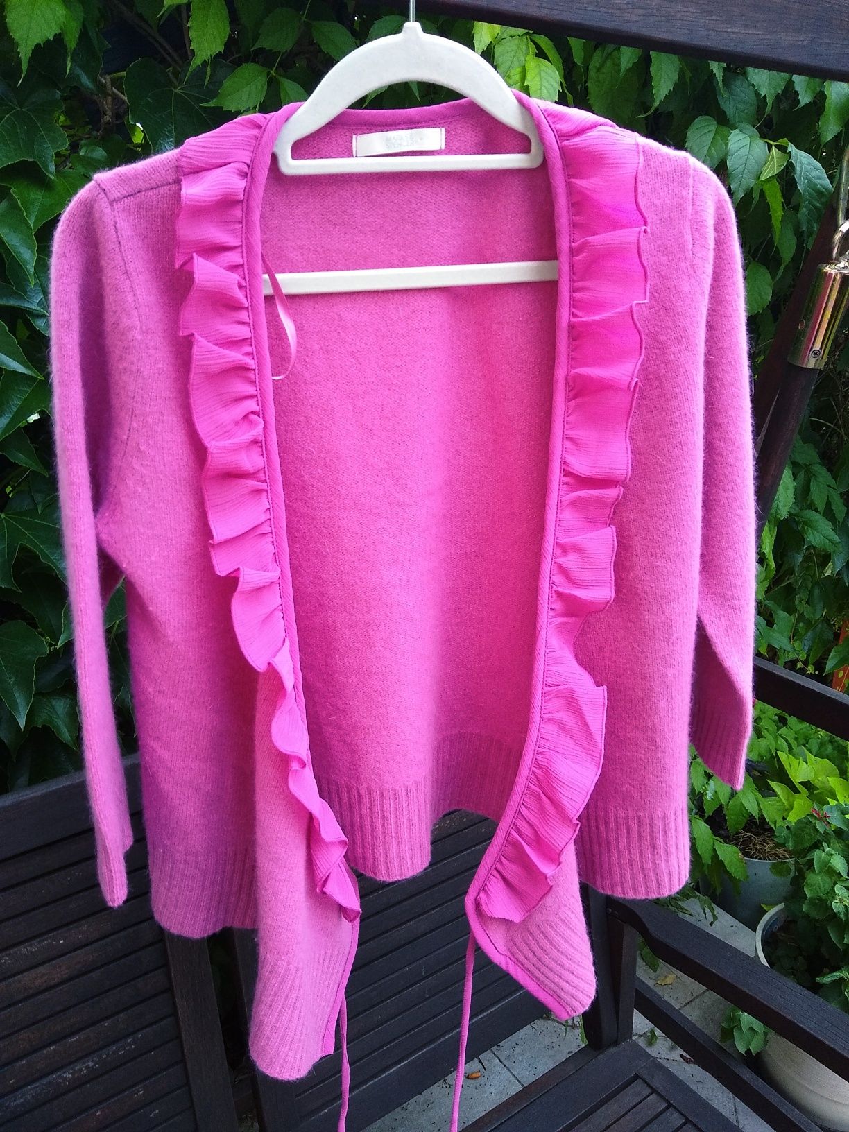 Damski sweterek z zapięciem do wiązania, 90% Wełna 10% Angora, Roz. M
