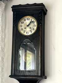 zegar ścienny wiszący dębowy vintage prl z wahadłem