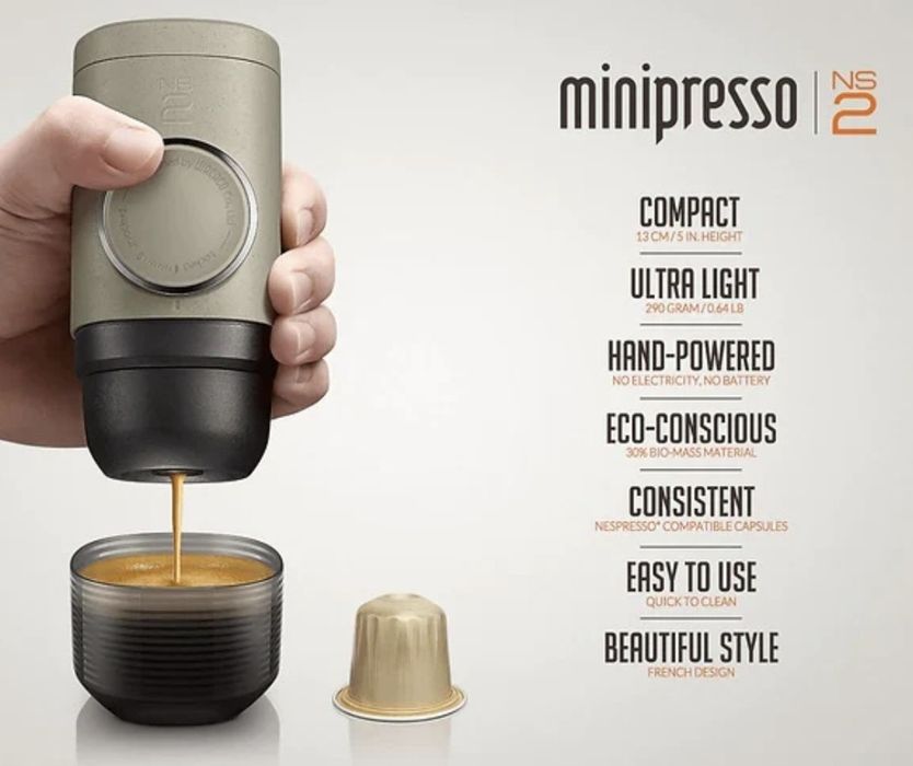 Портативна, ручна еспресо кавоварка Wacaco Minipresso NS2
