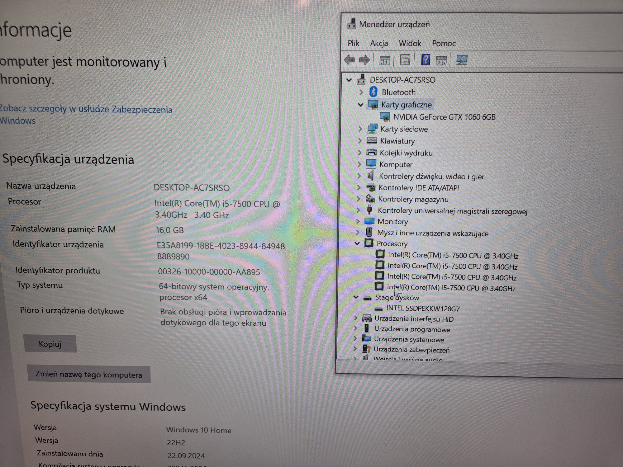 Komputer stacjonarny i5/GTX1060/16GB/SSD