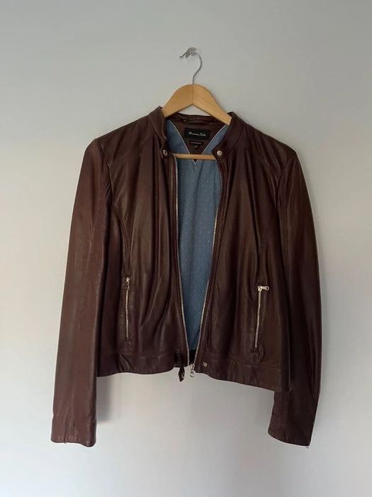 Kurtka skórzana damska Massimo Dutti, rozm. M (realnie polecam na XS)