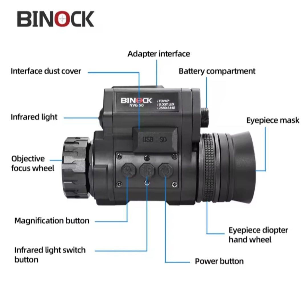 Прибор ночного видения NVG-50, 2.5k 45° Wi-Fi 940нм