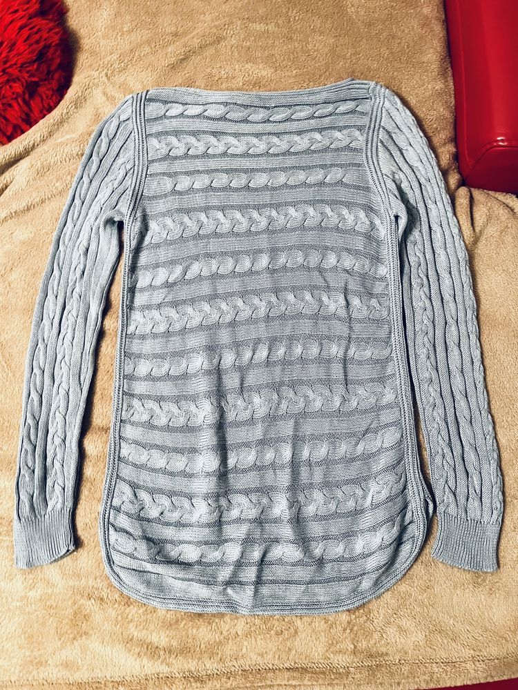 Ralph Lauren sweter długi wzorzysty turkusowy