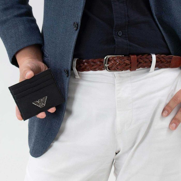 EMPORIO ARMANI efektowny męski wizytownik skórzany