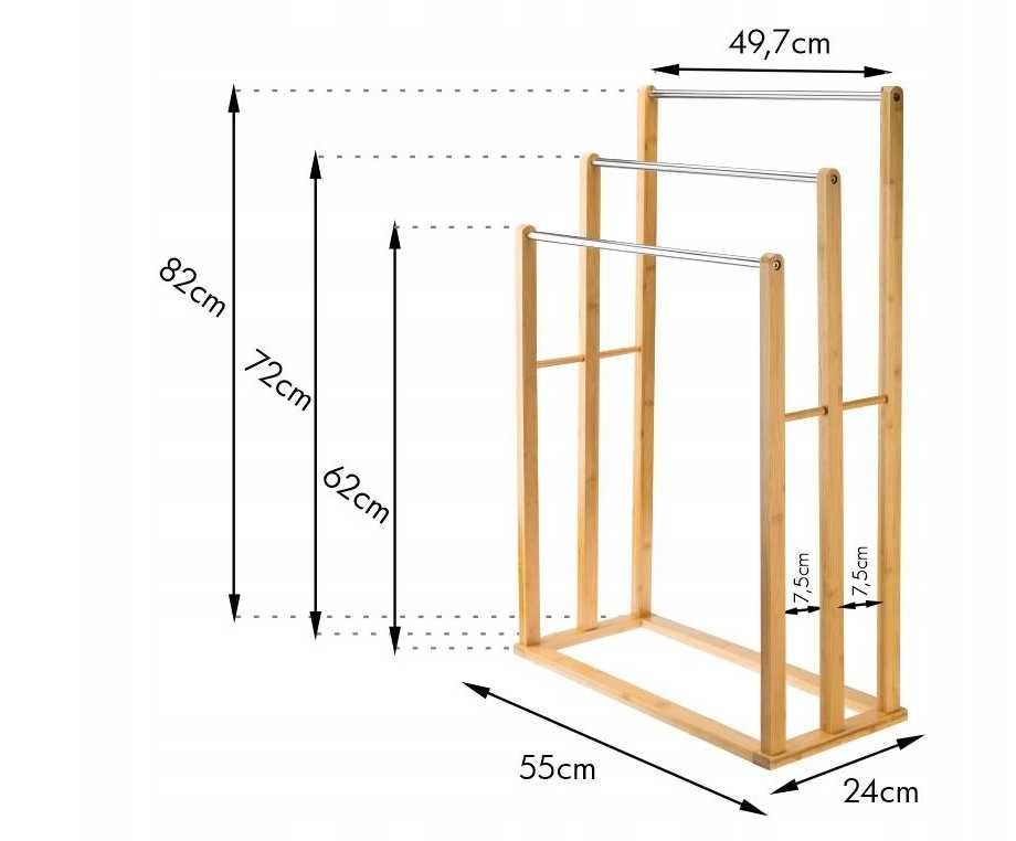 Nowy Wieszak Stojak Na Ręczniki Łazienkowe Bambus *PROMOCJA*