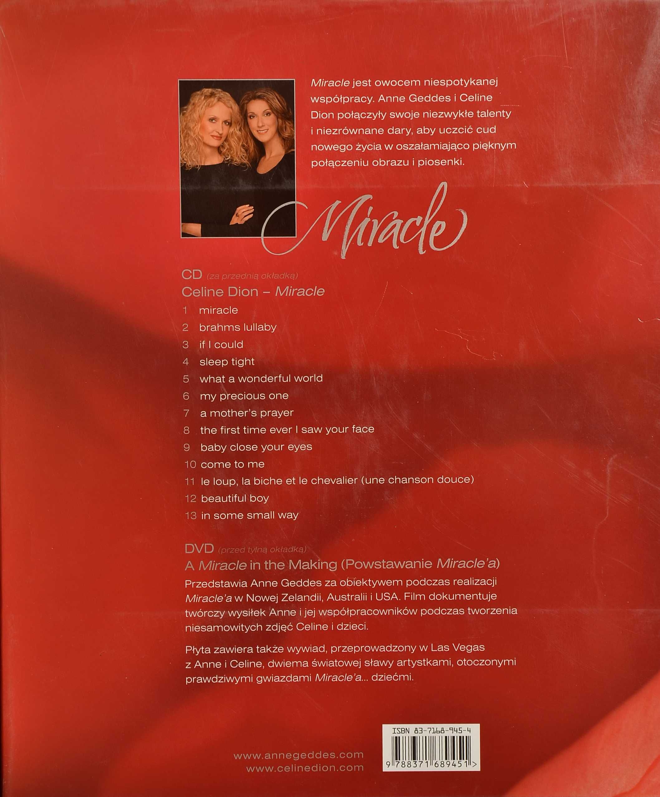Anne Geddes Celine Dion -książka ,CD i DVD "Miracle cud nowego życia"