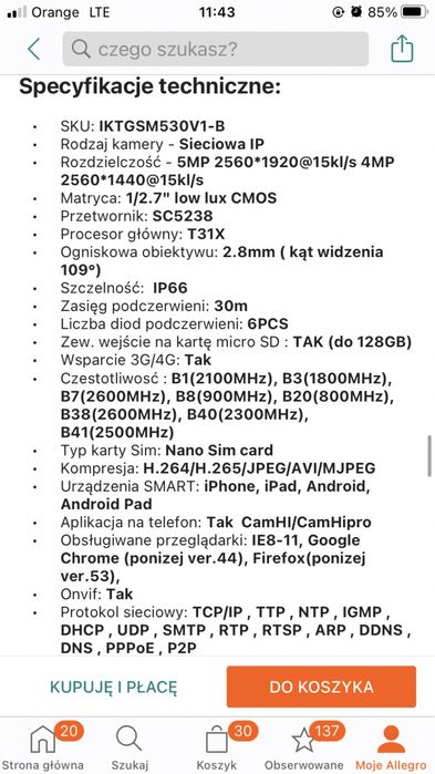 Kamera zewnętrzna 3G 4G IP GSM 5Mpx zintronic A5