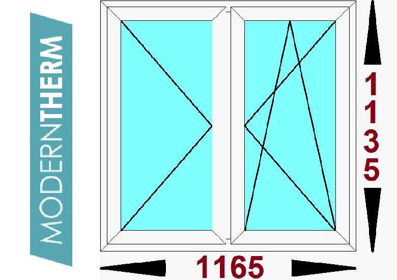 Okna PCV 1165 x 1135 O16 Moderntherm typowe wymiary od ręki Warszawa
