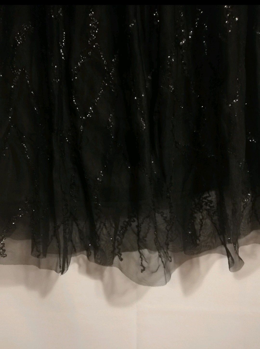Spódnica tiulowa, czarna na gumie, midii z cekinami L/XL