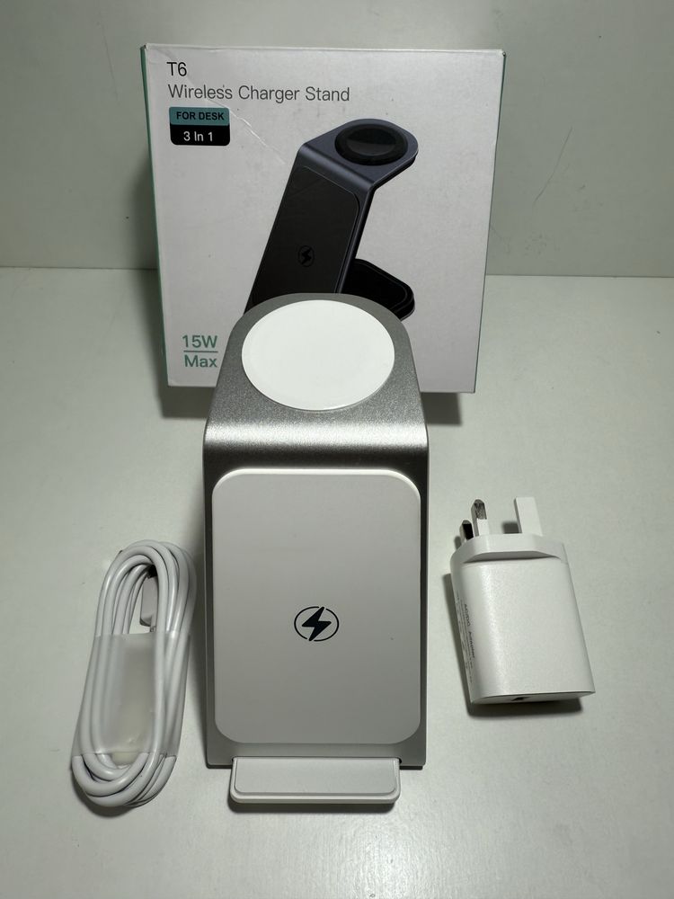 bezprzewodowa ładowarka T6 Wireless Charger Stand, typ 3 w 1