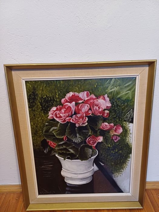 Obraz na płótnie sygnowany kwiaty