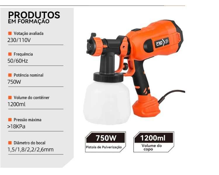 697 -  Pintura elétrica PROSTORMER 750W, pulverizador de tinta 1000ml