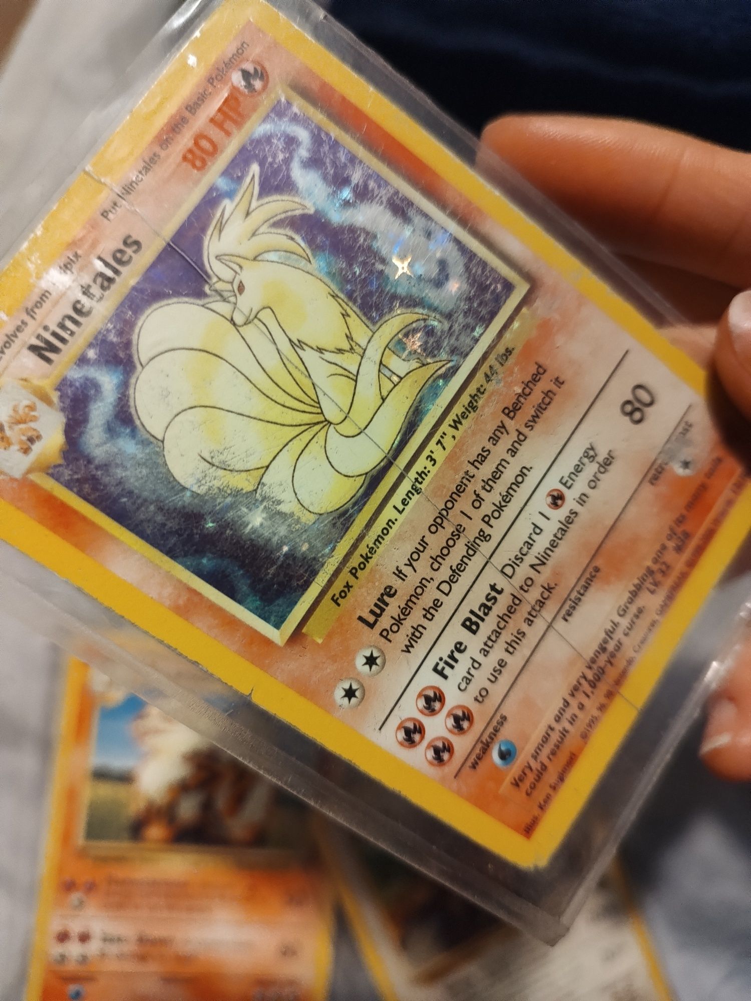 Karty Pokemon Base Set Ninetales holo Tauros Arcanine 1999 Nintendo