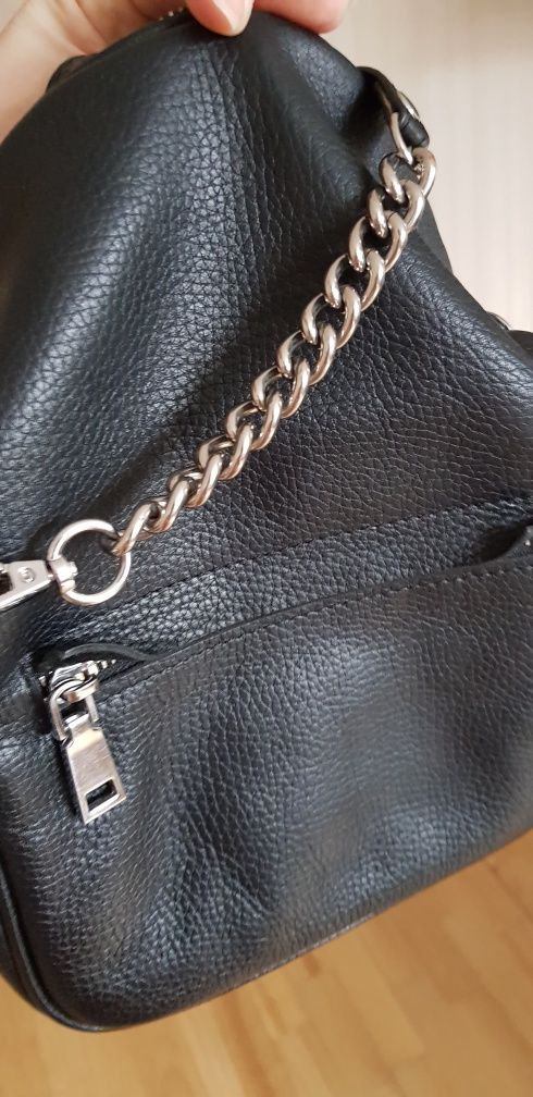 Cумка кожаная черная  Tefia кроссбади сумочка через плечо