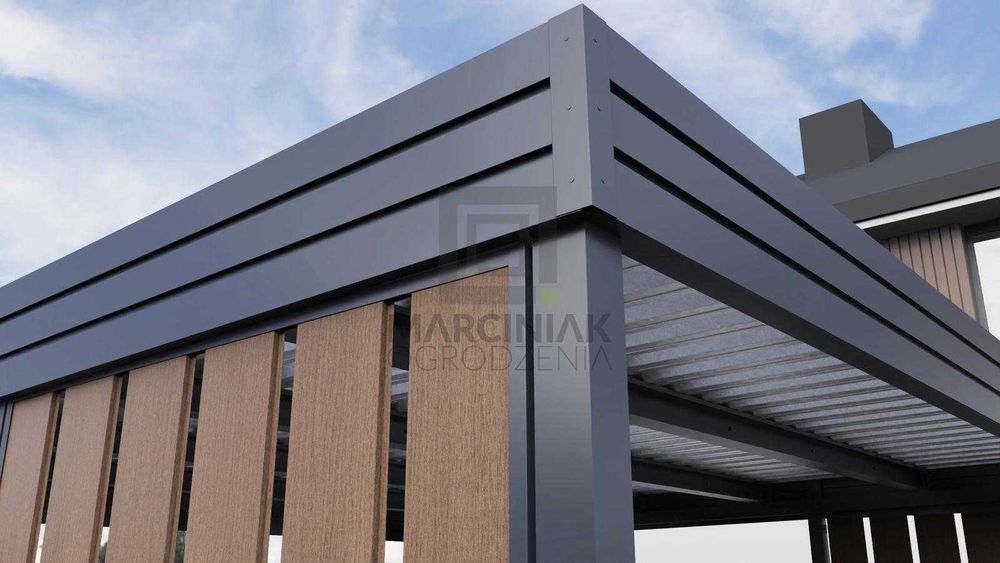 Carport na 2 auta 5,5x5,5 Modern+ Złoty Dąb – zaprojektuj wiatę w 3D