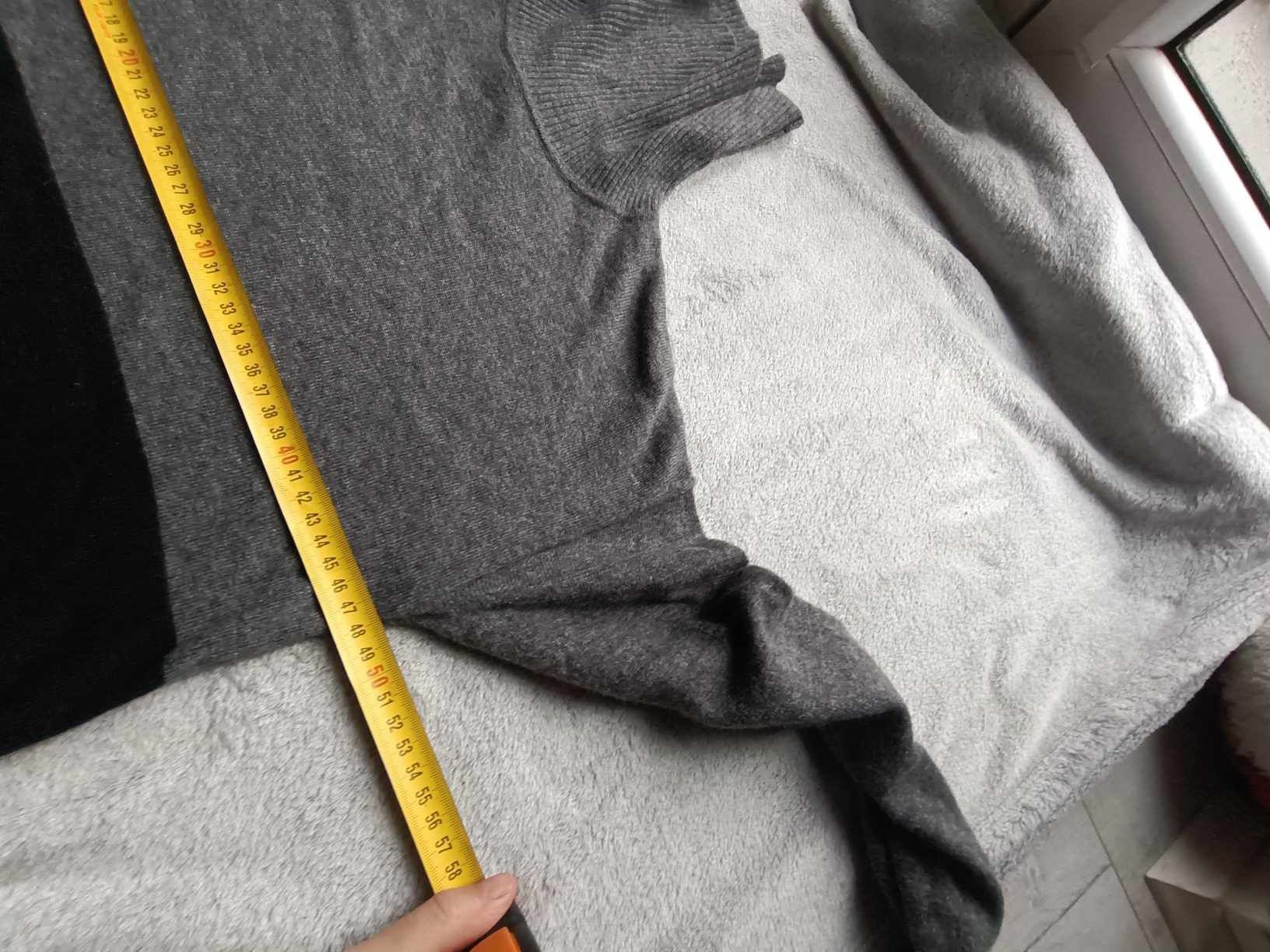 Sweter długi, golf szary czarny z wiskozy i wełny, wełna i kaszmir 38