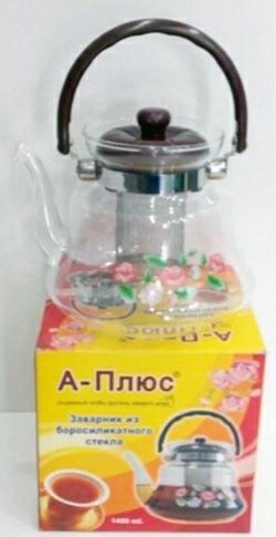 Чайник стеклянный (заварник) 1400 мл ТМ "А - Плюс"