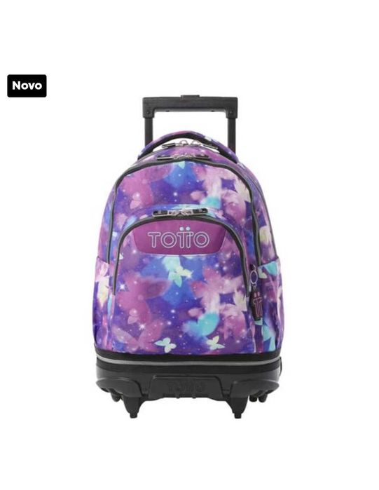Mochila Totto com rodas removíveis. Estampado Star Butterfly