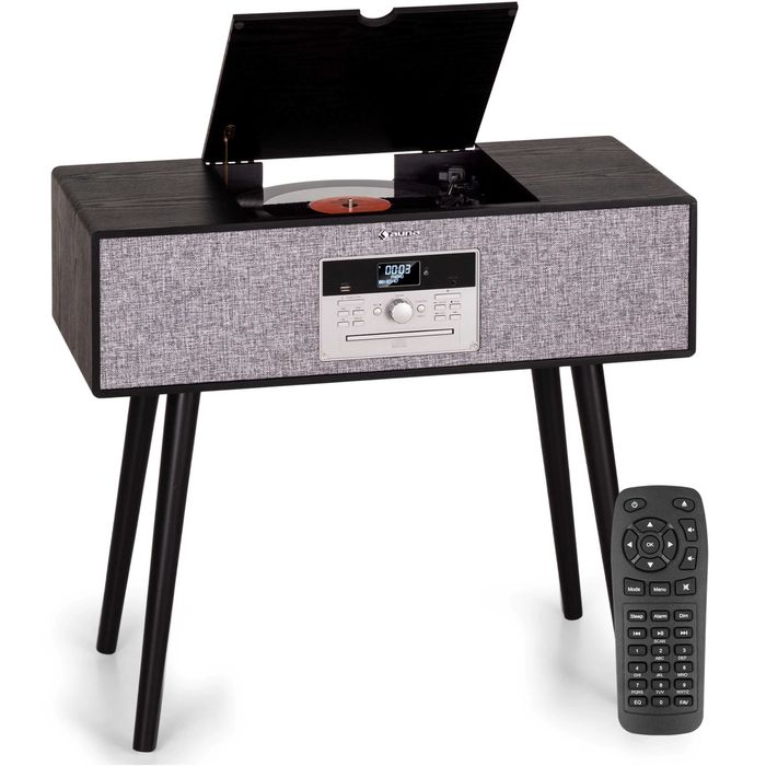 Виниловый проигрыватель BT/USB/AUX/CD/TAPE Auna Oakland DAB Retro