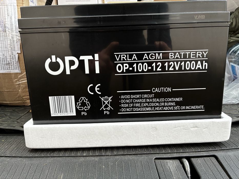 AGM акумулятор 12V 100Ah для ДБЖ / UPS / інвертора — OPTI. Акумулятор